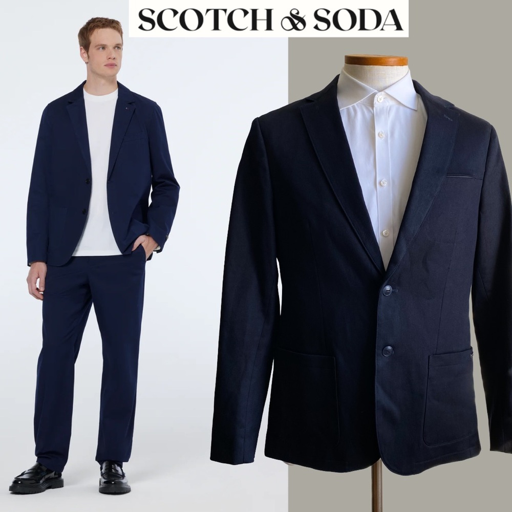 Scotch & Soda Men's Navy Blue Blazer Sport Coat Twill Jacket Event Formal XL
